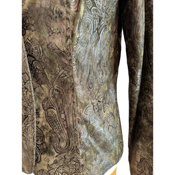 Chic Olive Patterned Women's Blazer - Picture 6 of 13